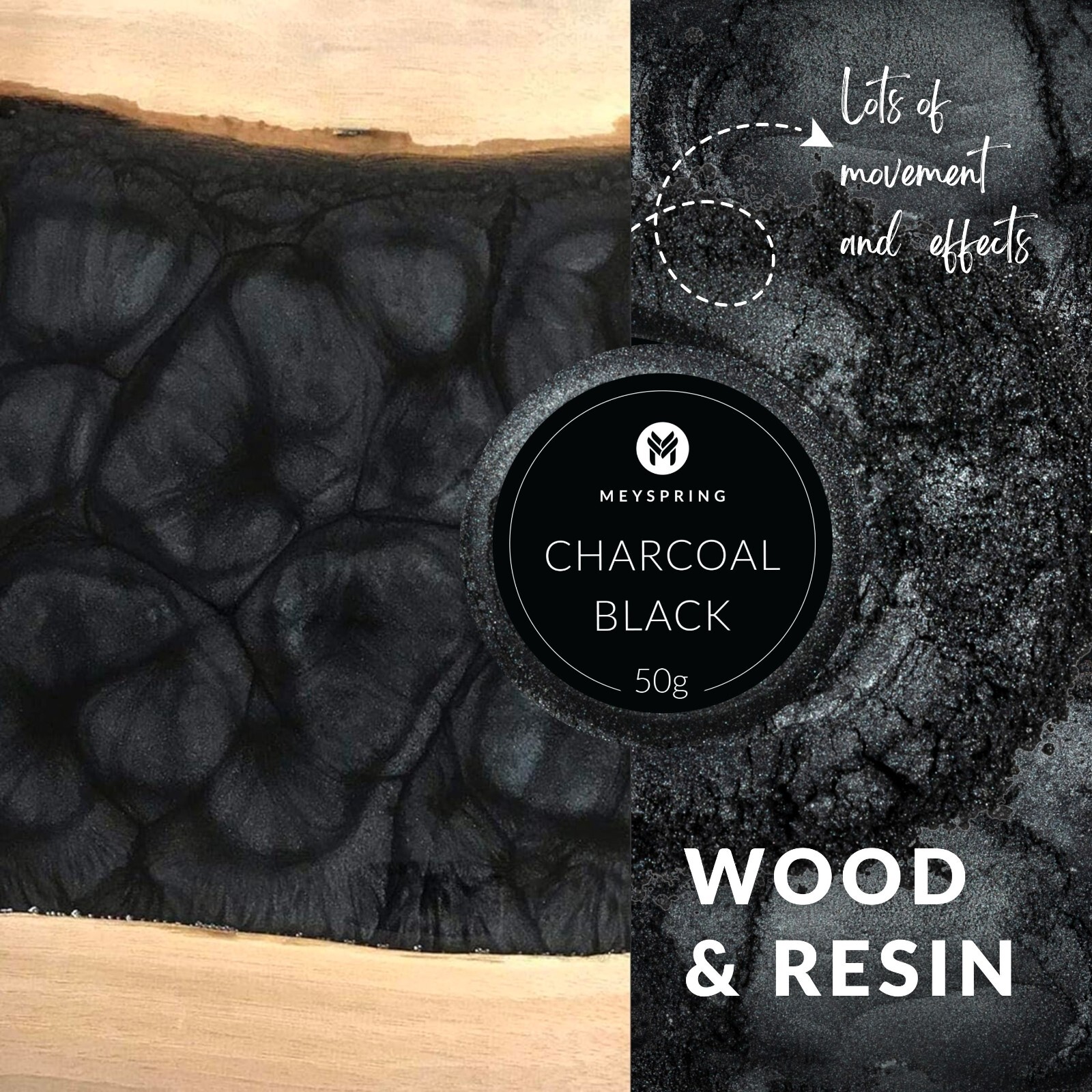 MEYSPRING Charcoal Black Mica Powder for Epoxy – Resin Color Pigment – Resin Dye