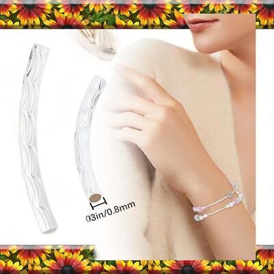 Bulk Silver Plated Curved Tube Beads 40pcs