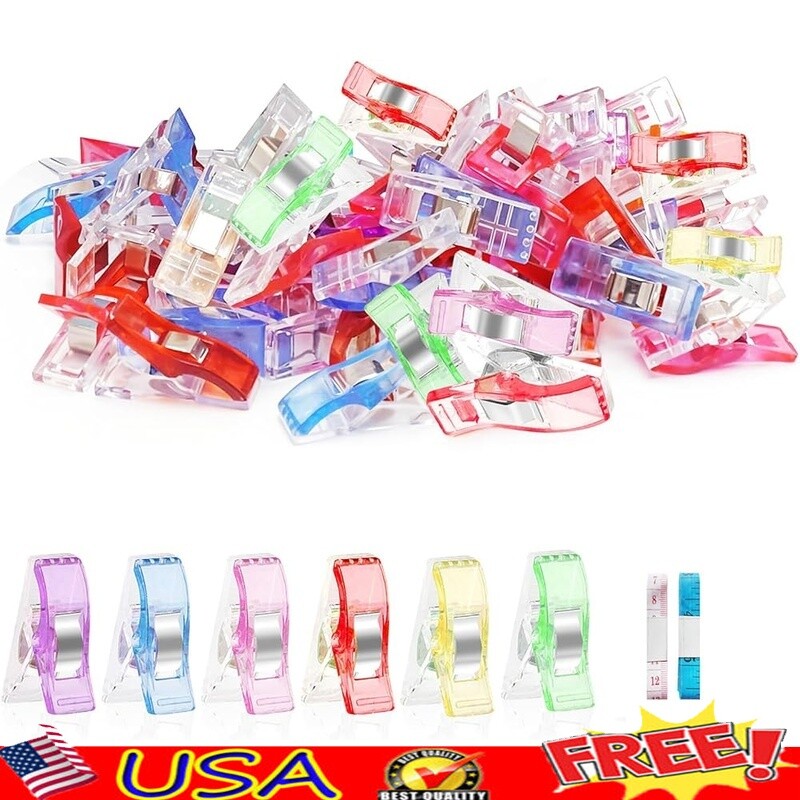 Sewing Clips 50pcs Premium Multipurpose Quilting Clips Fabric Rulers Included US