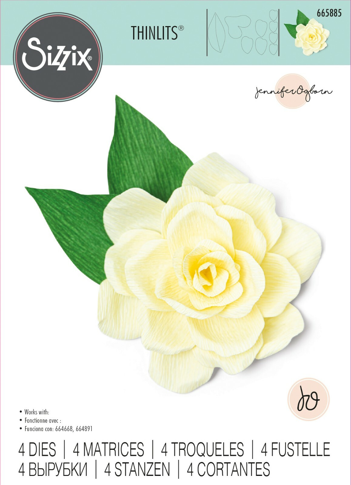 Sizzix Thinlits Gardenia 4pc #665885 Retail $22.99 by Jennifer Ogborn