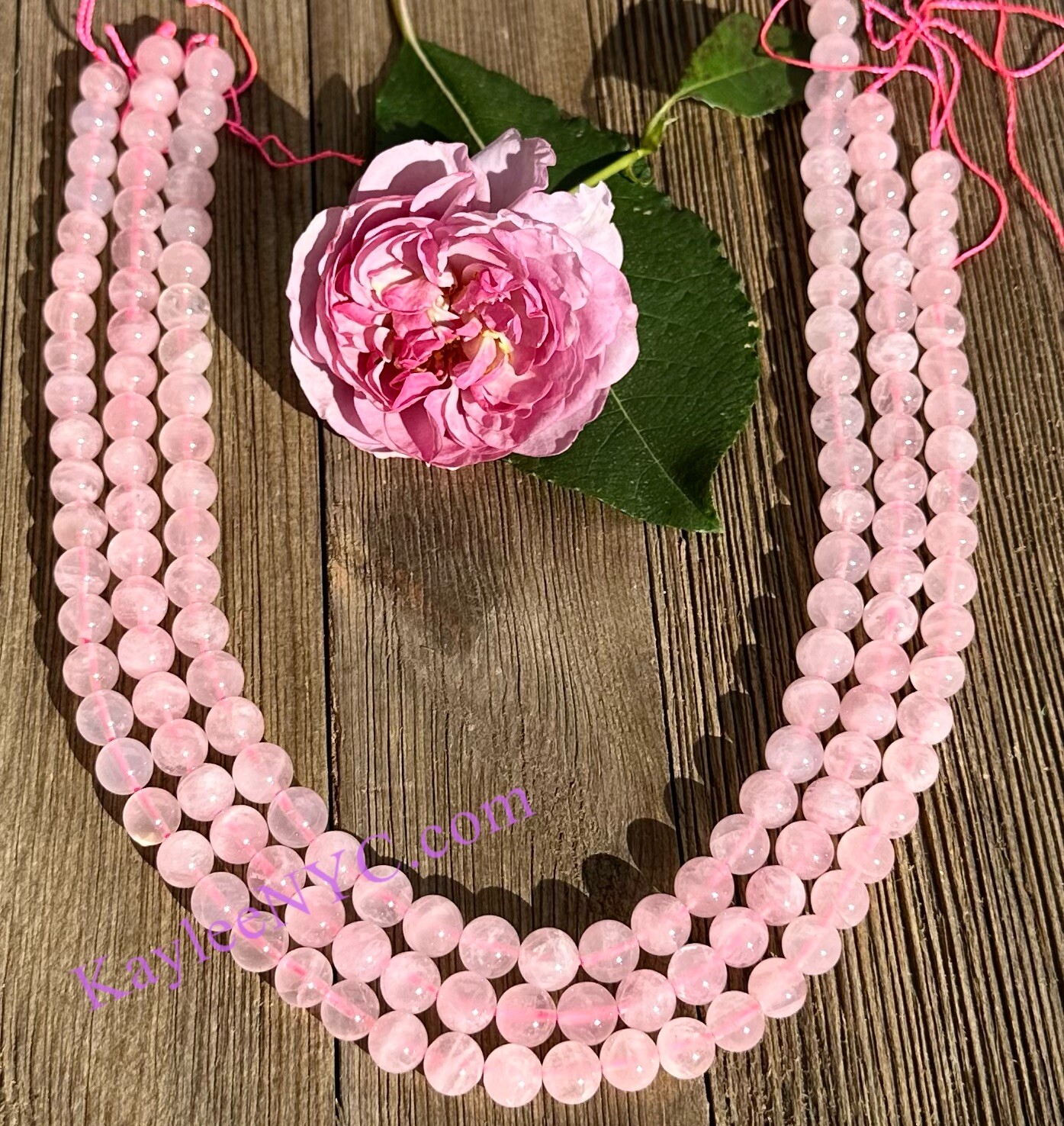 Wholesale Lot 3 Strands 8mm Natural Rose Quartz Beads Crystal Healing 15.5″