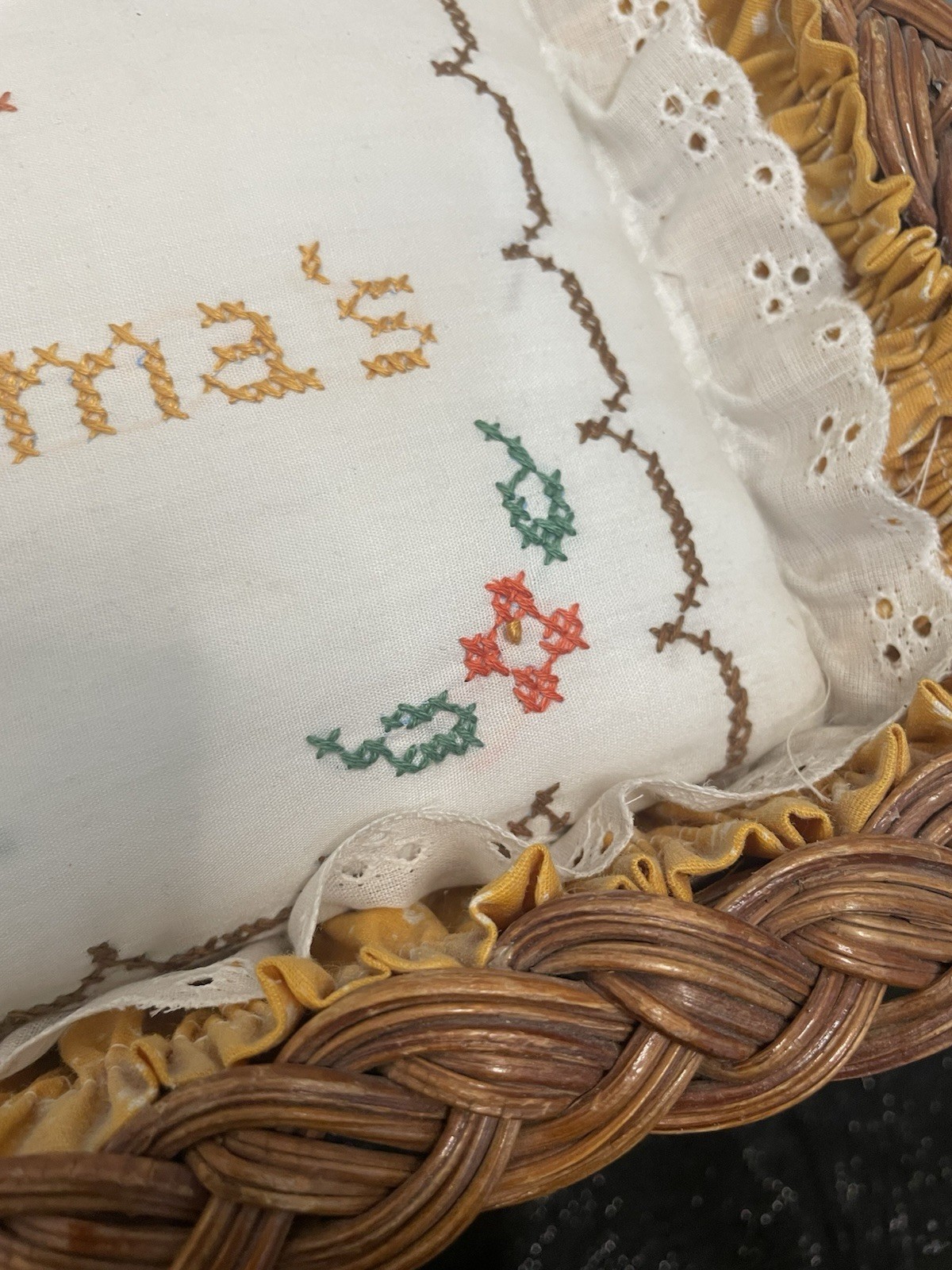 There’s No Place Like Home..Except Grandma’s Cross Stitch Pillow In Basket Frame