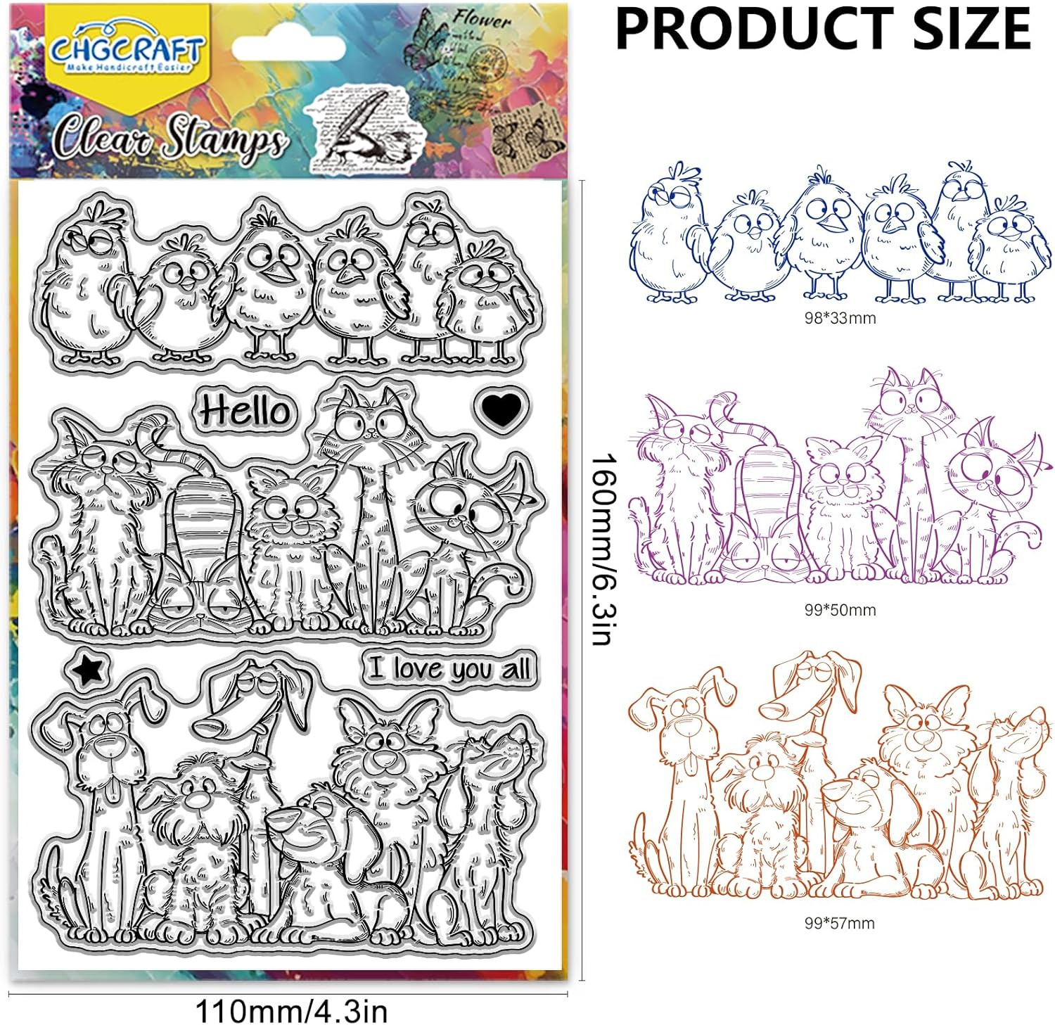 Funny Cat Dog Bird Clear Stamp Silicone Clear Stamps Transparent Handi