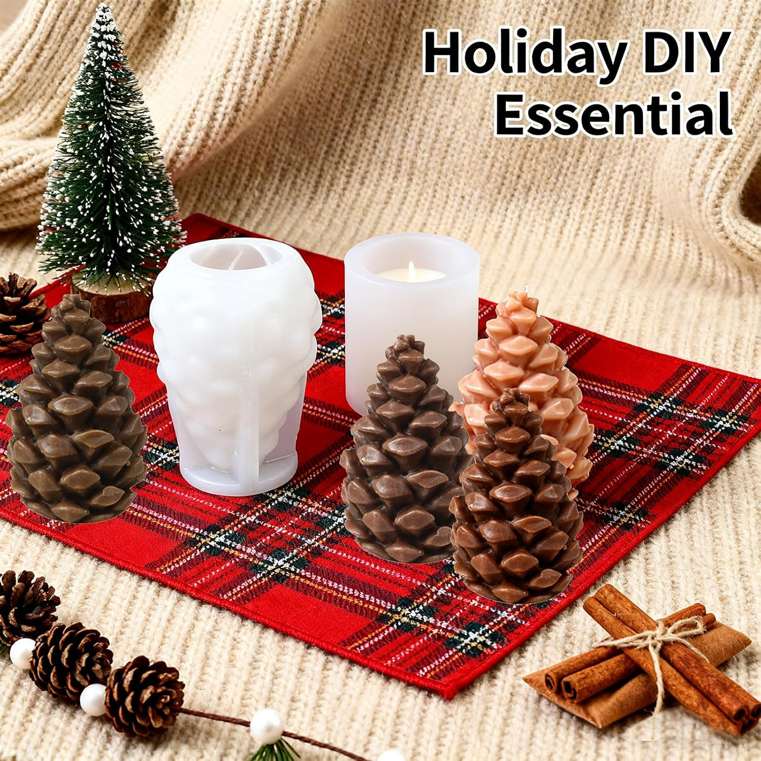 Pinecone Silicone Molds – DIY Candle Molds for Making Gypsum Desktop Decor