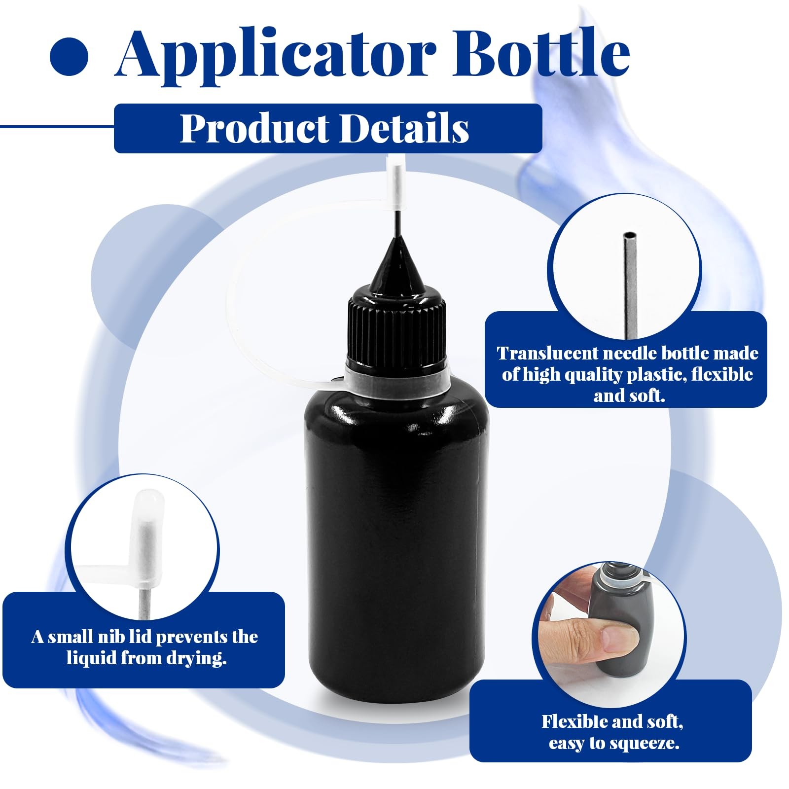 Hordion 12Pcs 1 Oz/ 30ml Black Precision Tip Applicator Bottle, 30ml,