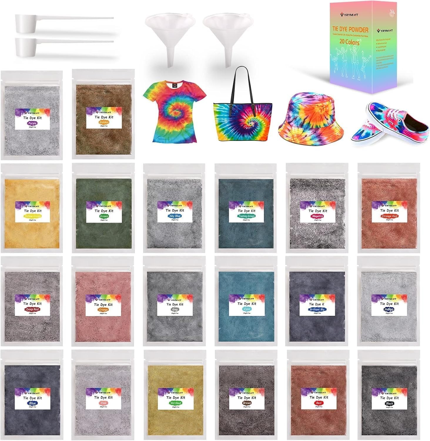 Eco-Friendly Tie Dye Powder 400g – 20 Vibrant Colors, No Soda Ash Needed