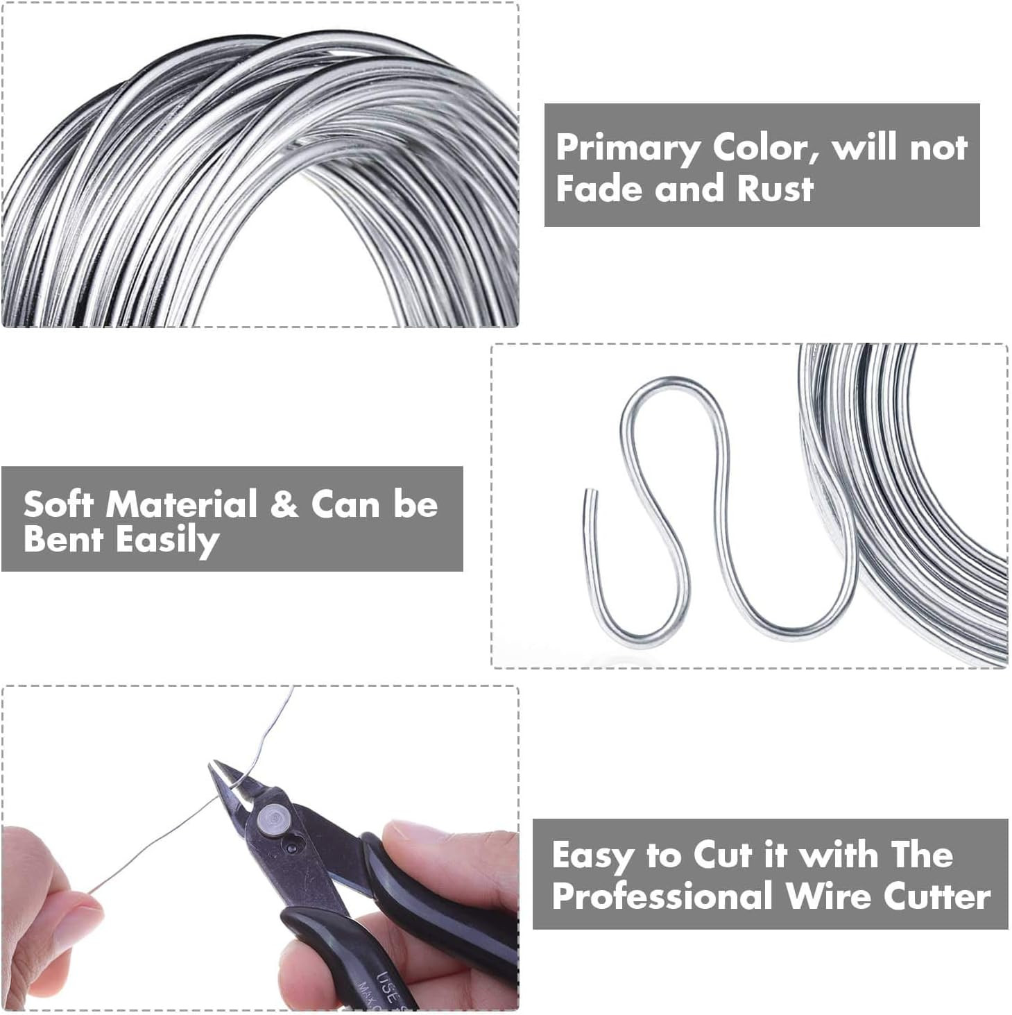 Aluminum Wire, Anezus 18 Gauge 328 FT Metal Wire Bendable Sculpting Aluminum Lin