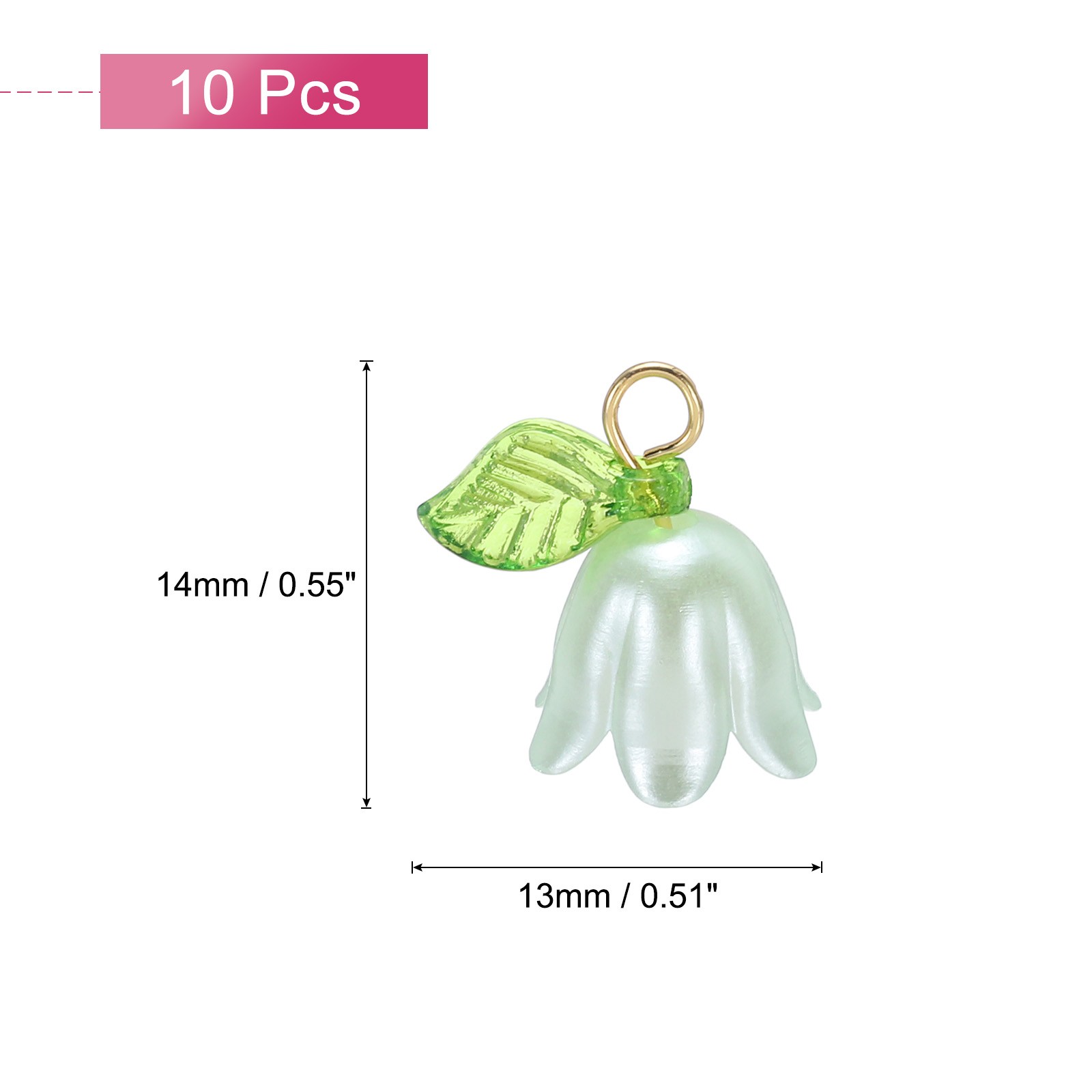 10PCS 13x14mm Acrylic Flower Charm Lily of the Valley Jewelry Green