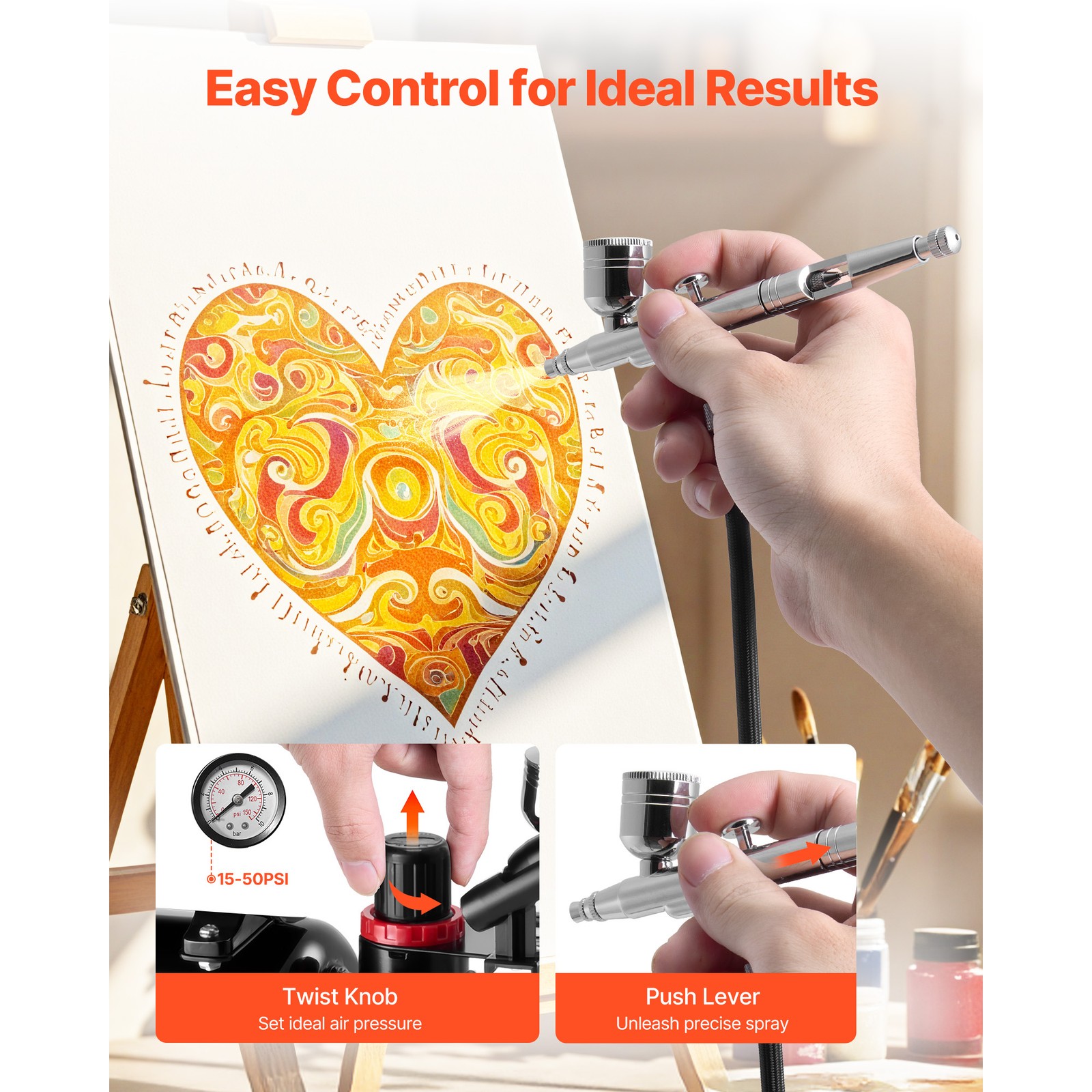 Uimoso Airbrush Kit with Compressor, Tank, Single Airbrush, and 3 Nozzles