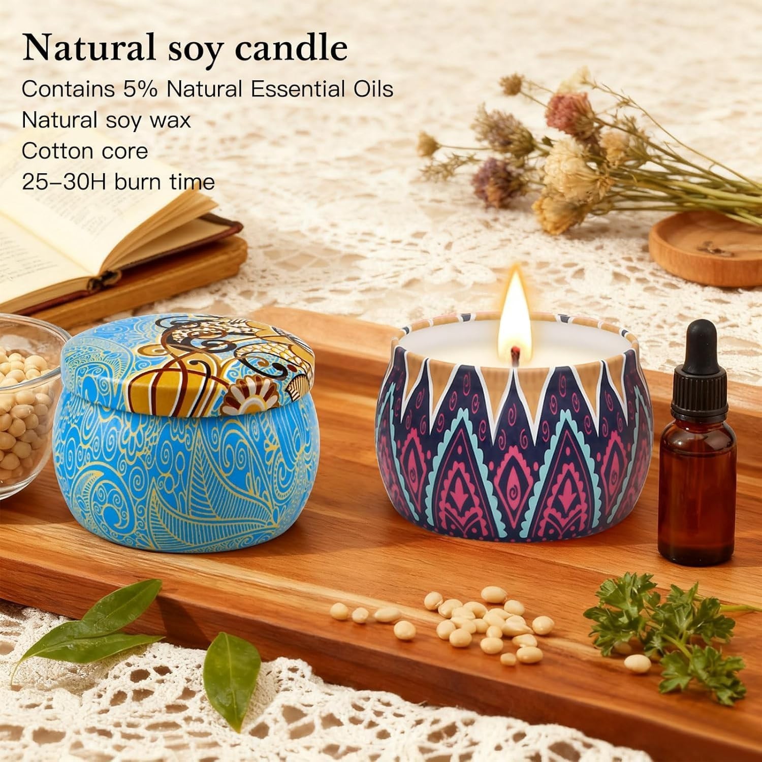 Candle Gift Set for Women, 4 Pack Long Lasting Lavender Scented Soy Candles, …