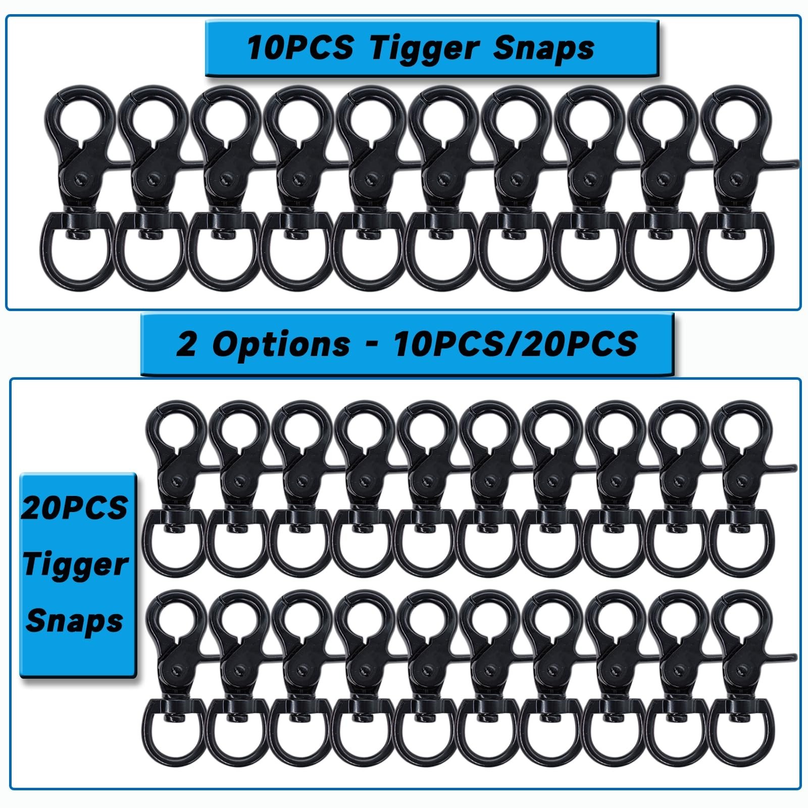 10PCS Trigger Snap Hooks 2.32” x 0.82” Zinc Alloy Black Swivel Snap Hooks H…