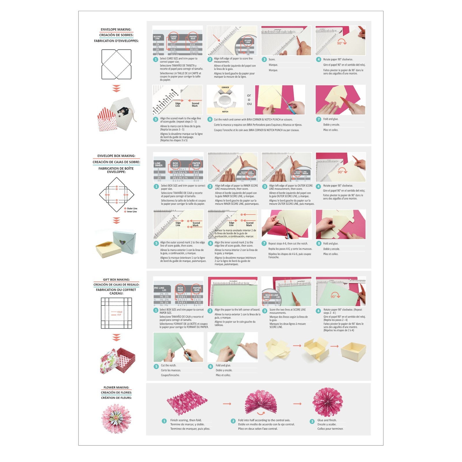 Bira Craft 12 x 6 3/4 inch Multi-Purpose Scoring Board & Score and Fold Tool