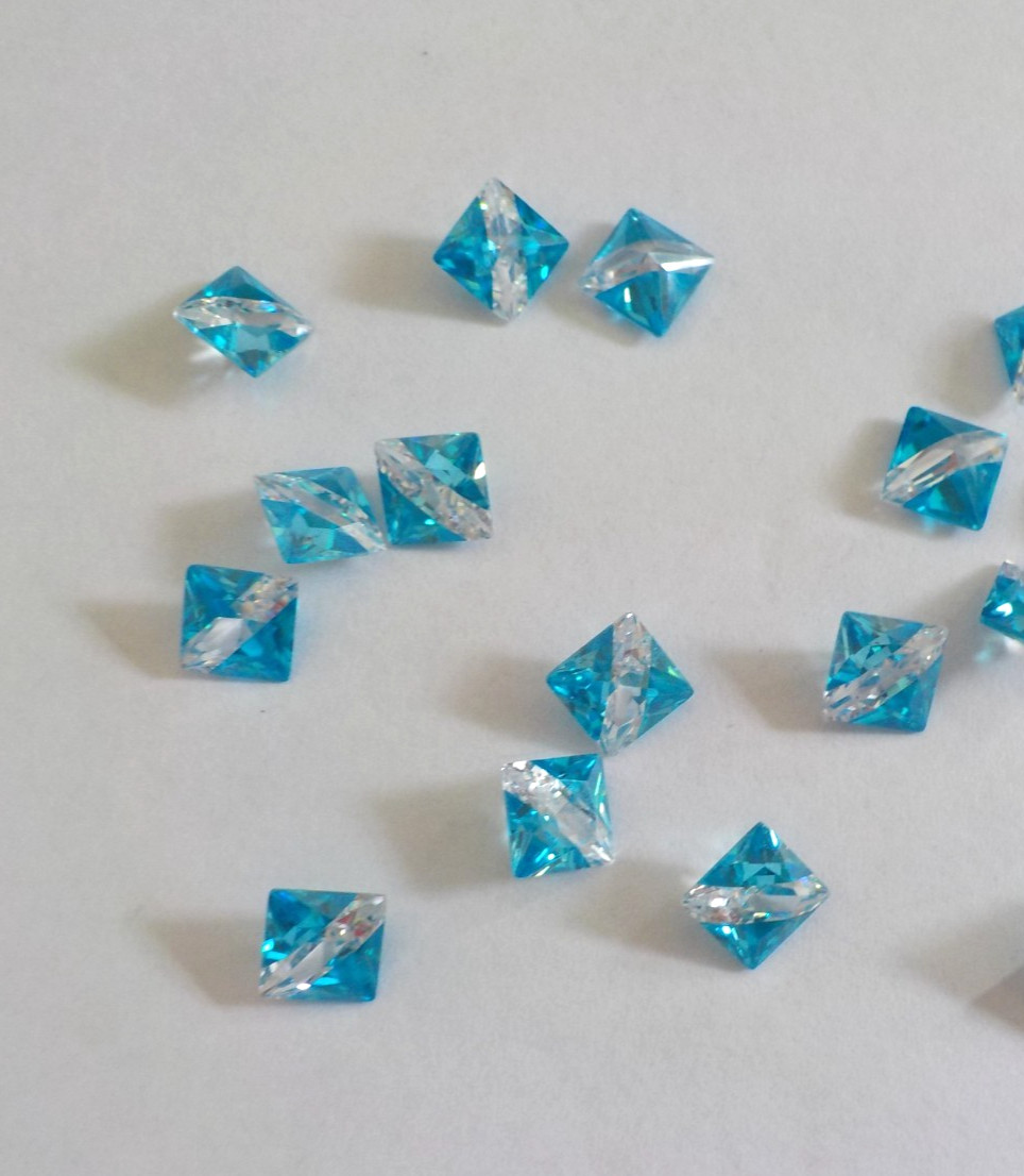 Square 6mm Clear Blue No Hole Stone Cubic Zirconia (12 Loose) Jewelry Making