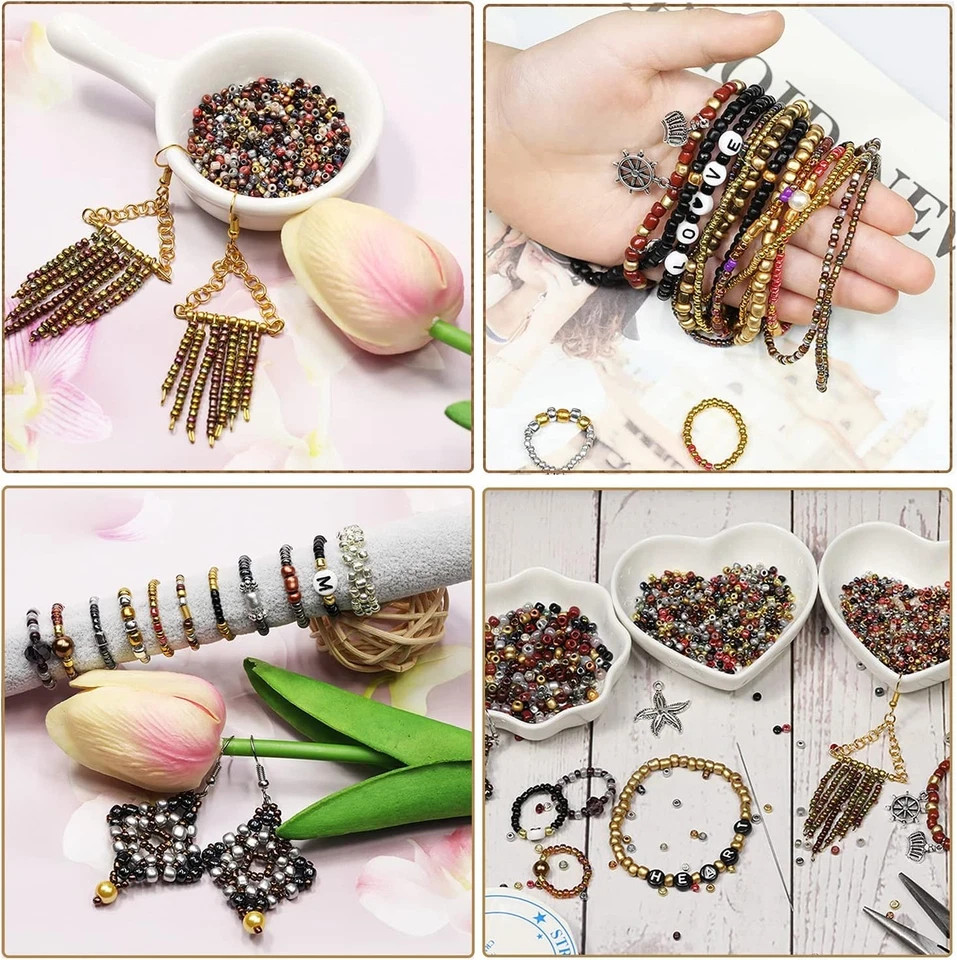12/0 Glass Seed Beads About 15600pcs 24 Colors Loose Seed Beads 2mm 24 Colors A