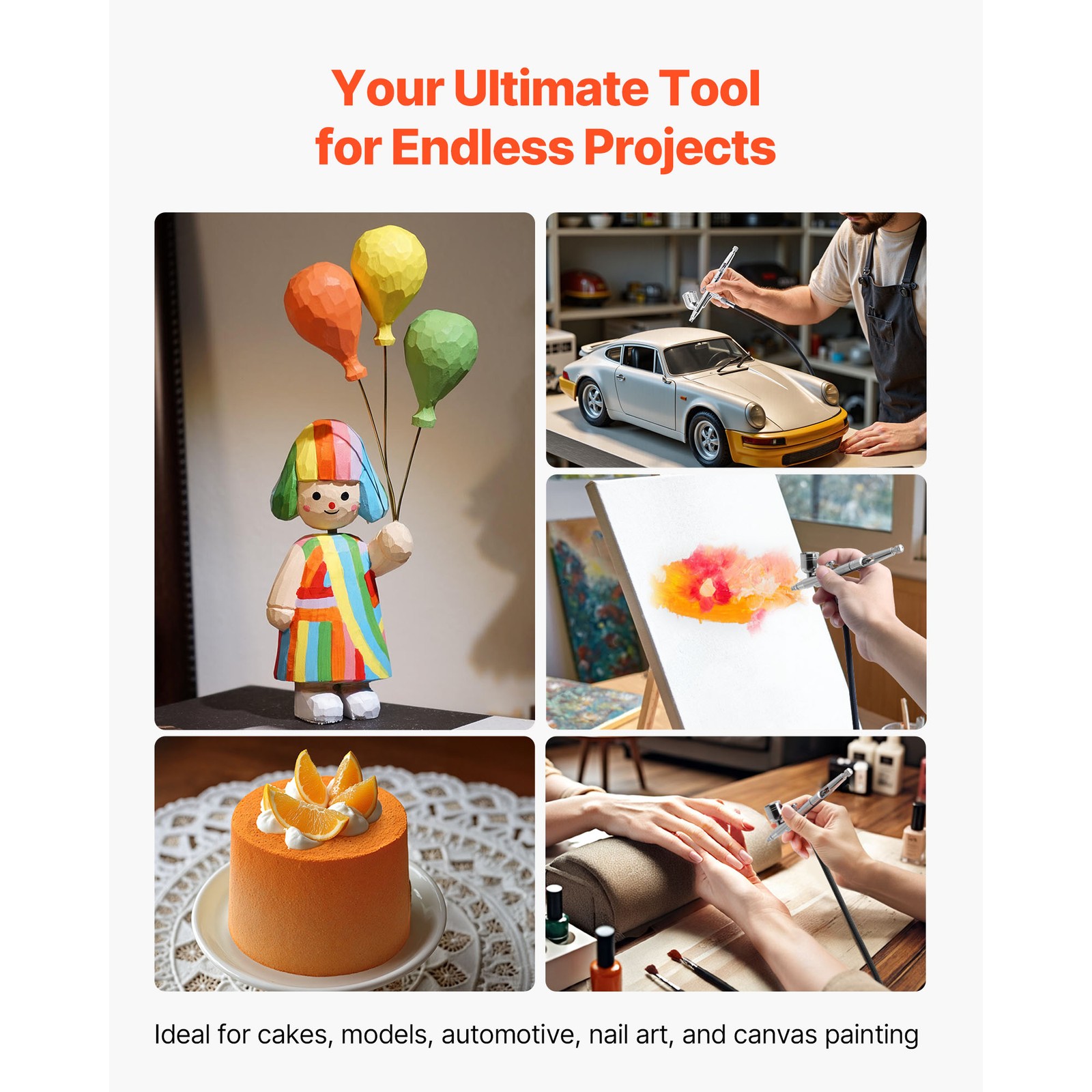 Uimoso Airbrush Kit with Compressor, Tank, Single Airbrush, and 3 Nozzles