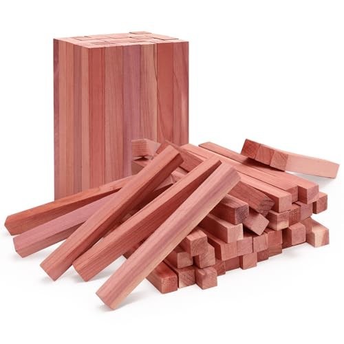 Cedar Blocks for Clothes Storage, 50Pcs Cedar Sticks, Aromatic Red Cedar
