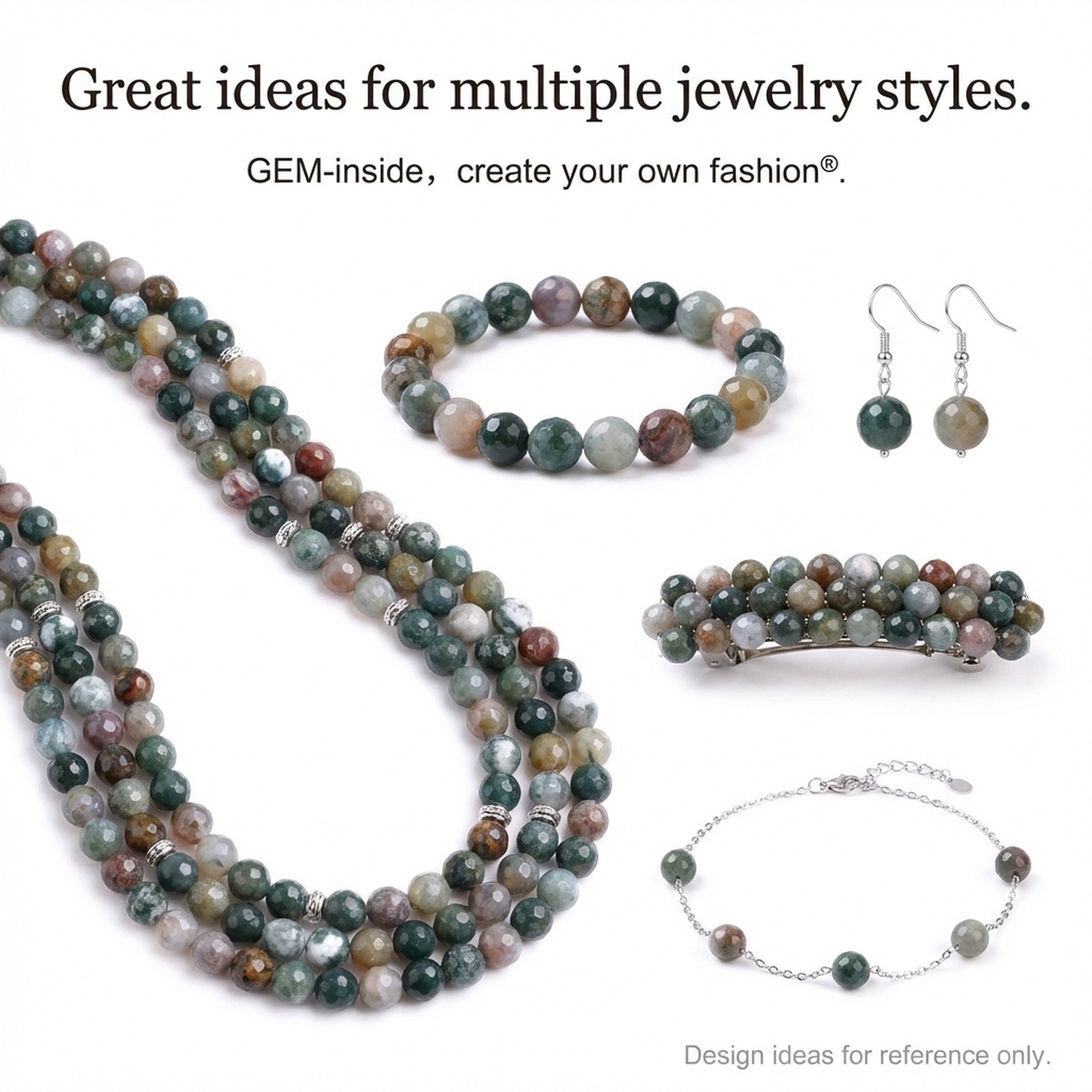 Natural Gemstone Indian Agate Round Loose Beads For Jewellery Making Strand 15″