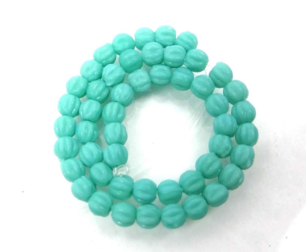 50 Czech Glass Melon Round Beads 3mm – Matte – Turquoise