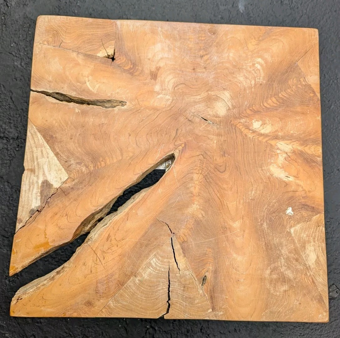 Natural Teak Wood Slab Table Top Live Edge Modern Coffee Side Table End Art Deco