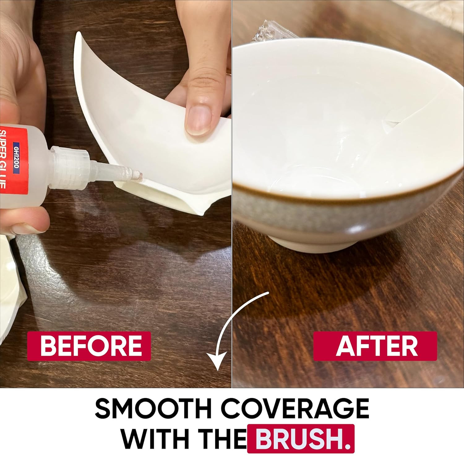 (2-In-1) Super Glue with Brush Applicator & Nozzle, Mess Free Superglue Brush