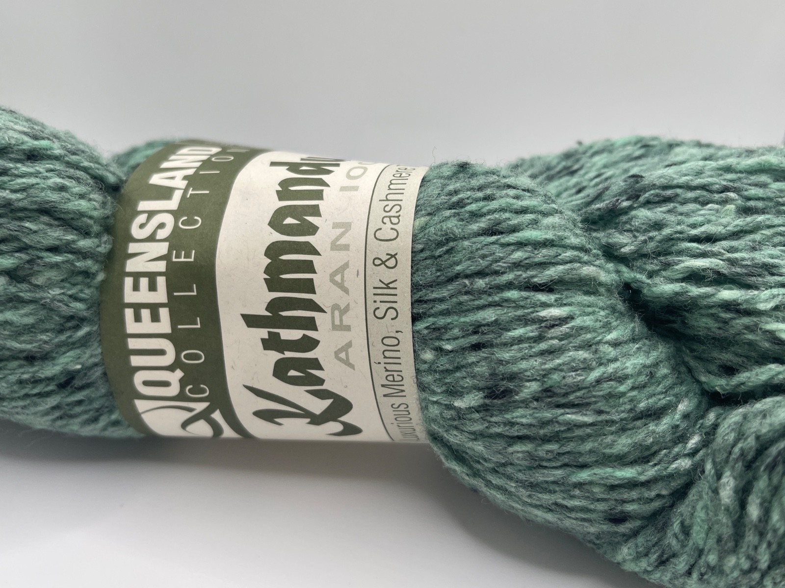 Queensland Kathmandu Aran 100 Merino Silk Cashmere Tweed Yarn #46 Viridian 208yd