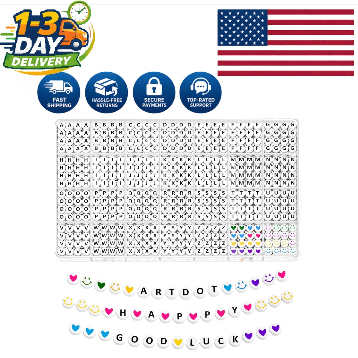 Friendship Bracelet Kit with 1400 Alphabet Beads & Storage Case – All Ages