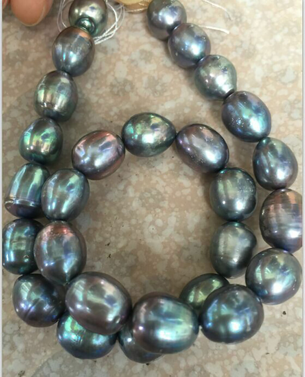 10-11mm Natural AAA Tahitian Baroque Peacock Black Pearl Loose Beads 15” Strand