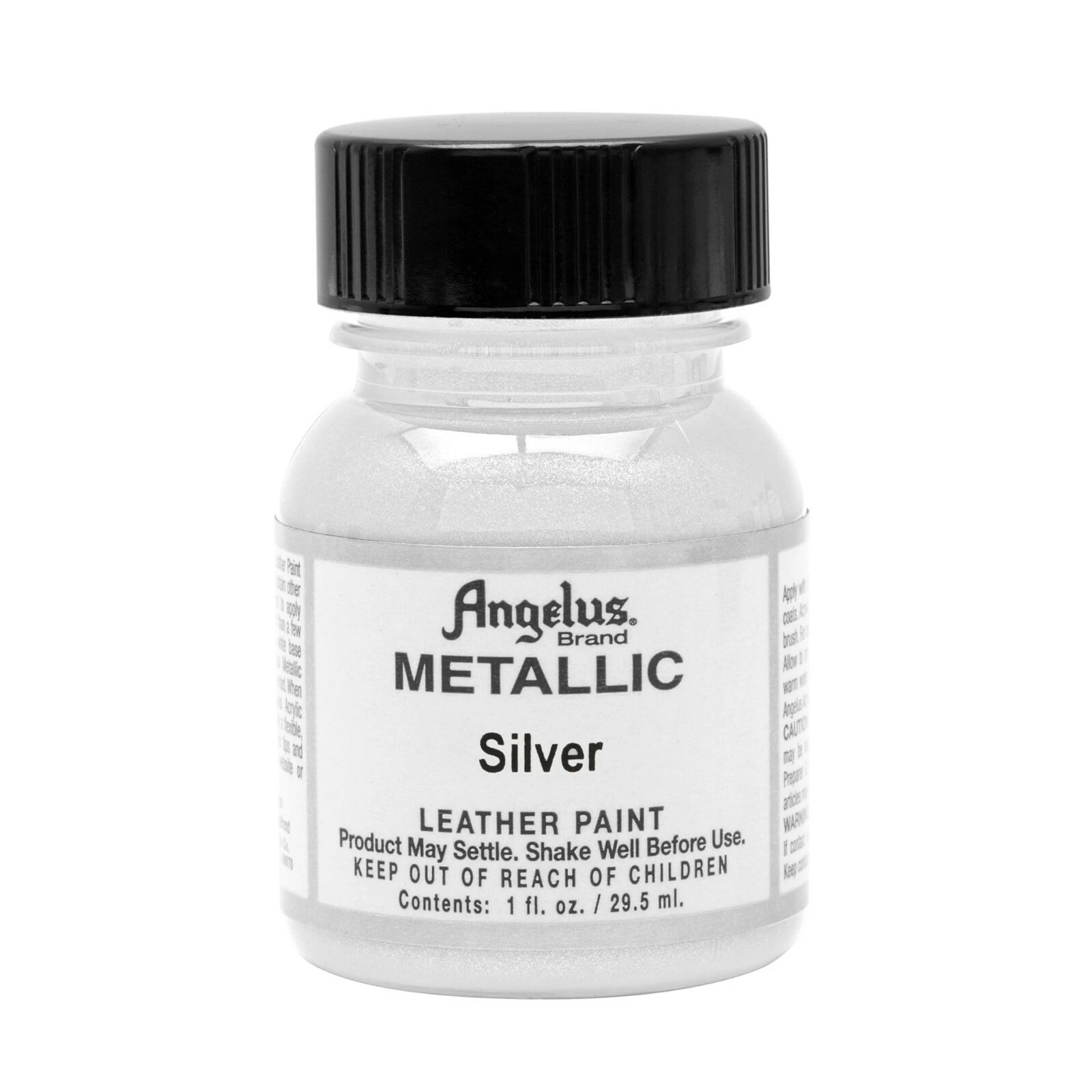 Angelus Acrylic Leather Paint Water Resistant Metallic Silver – 1 Fl.OZ