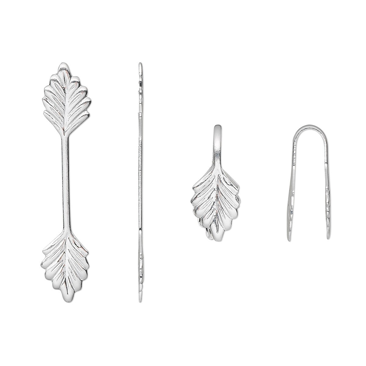 Bail, Fold-over, 10 Silver Brass Glue on Pendant Leaf with 14mm Grip Length