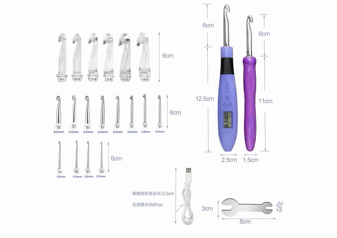 Counting Crochet Hook Set Digital, Light Up Crochet Hooks Set – Ergonomic for…