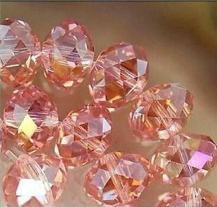 New 1pcs 4x6mm Light Pink Women Glass Crystal Beads Rondelle Spacer Jewelry 17″