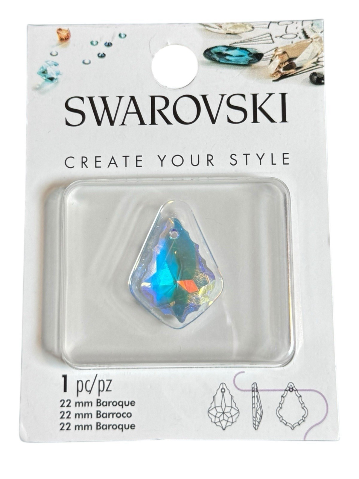 Swarovski 22mm Baroque Crystal AB Pendant Create Your Style