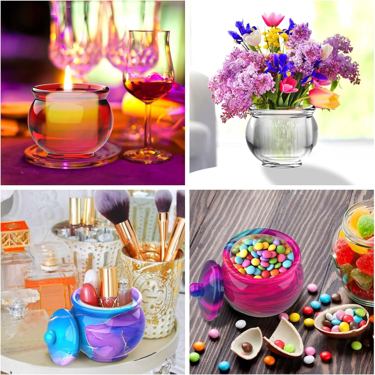 Jar Resin Molds Silicone, Large Jars Silicone Molds with Lid for Epoxy Resin Cas