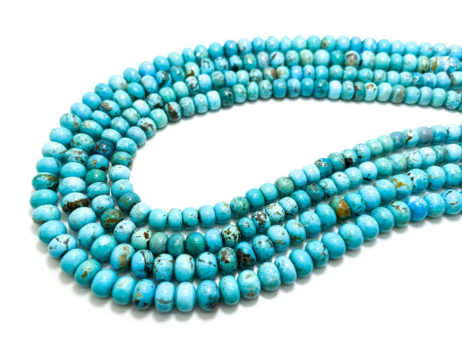 Natural Arizona Blue Turquoise Polished Rondelle Gemstone 6mm x 8mm Beads PGS368