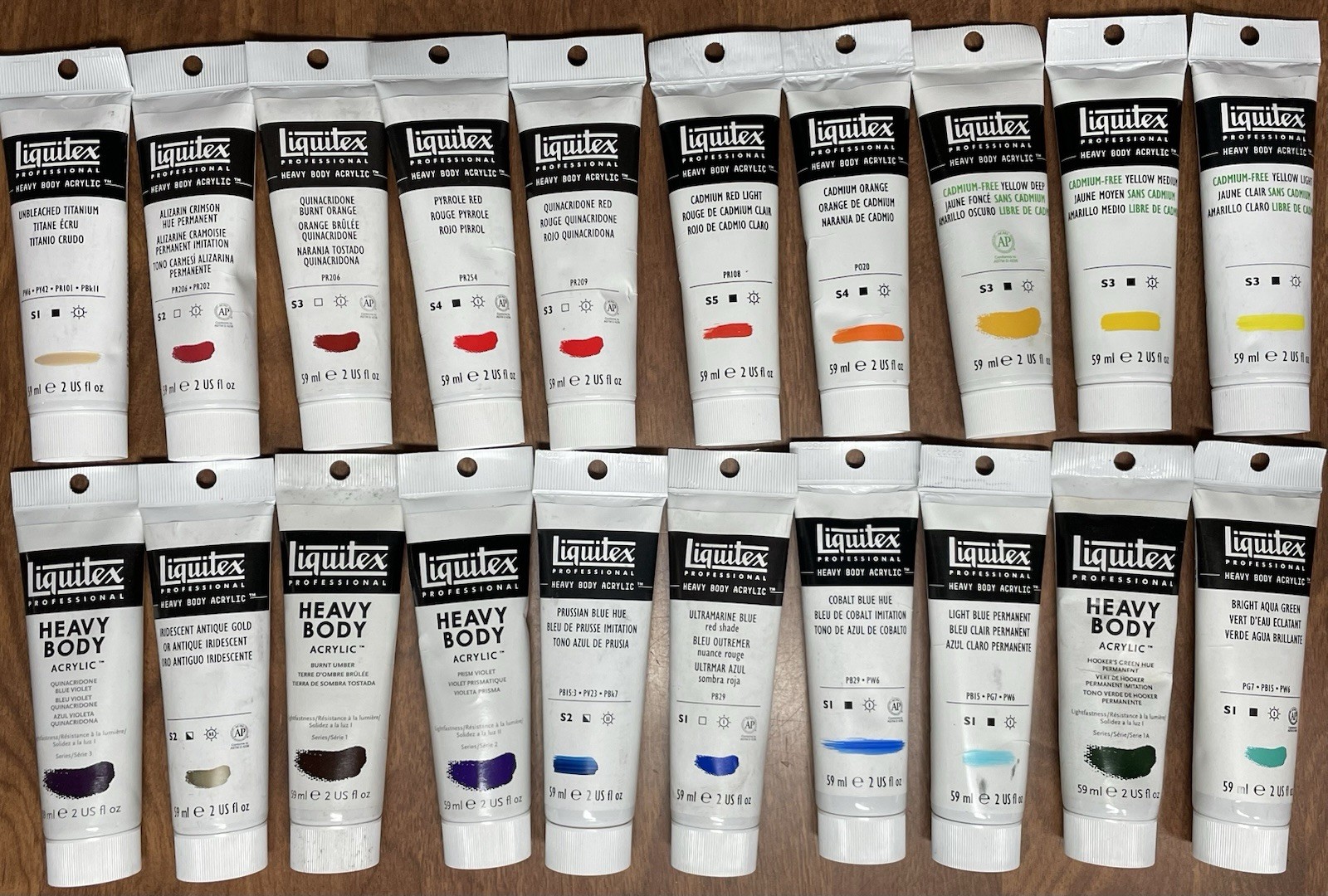 Liquitex heavy body acrylic paint lot B. No Repeats 20 Tubes, 2 Oz Each