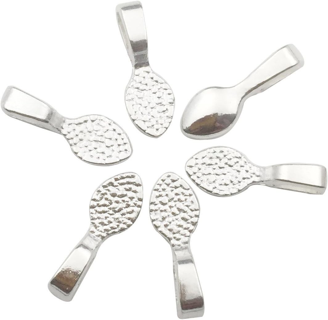 200 Shiny Silver Color Glue on Bails-Small Pendant Bails-Jewelry Bails for Or