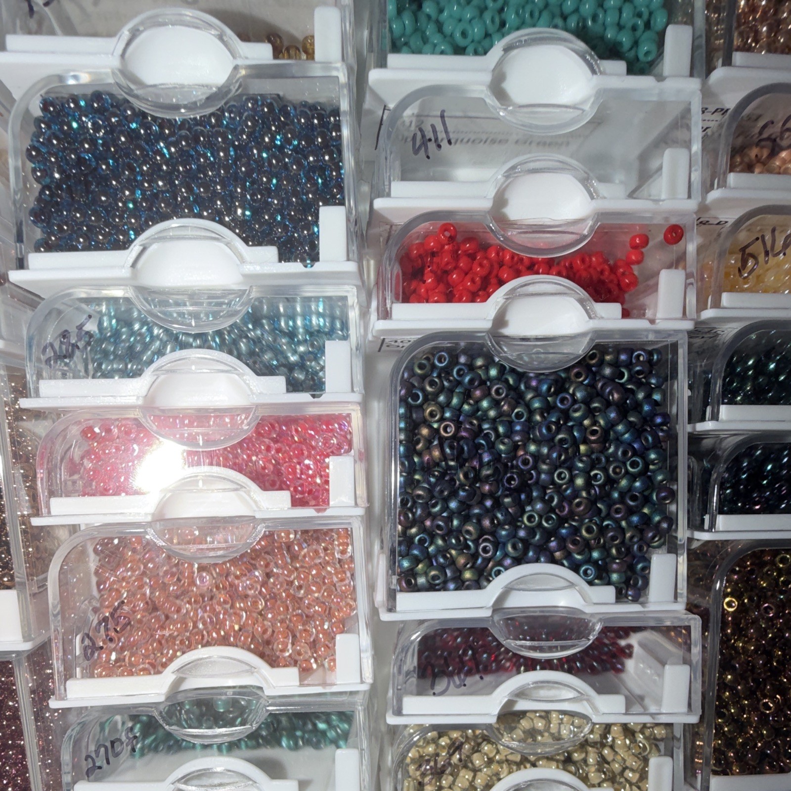 Multicolor Round Seed Beads Assortment 8/0 Storage Case with 55 Indiv. cases.