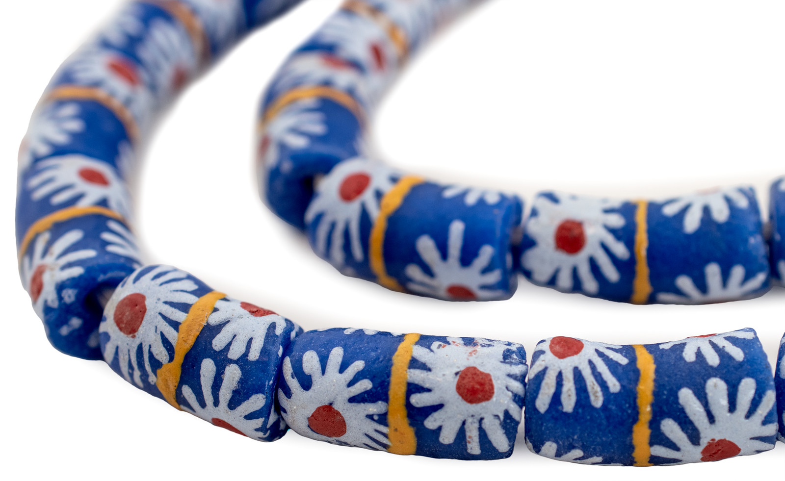 Southwest Style Cylindrical Krobo Beads 12mm Ghana African Multicolor Cylinder