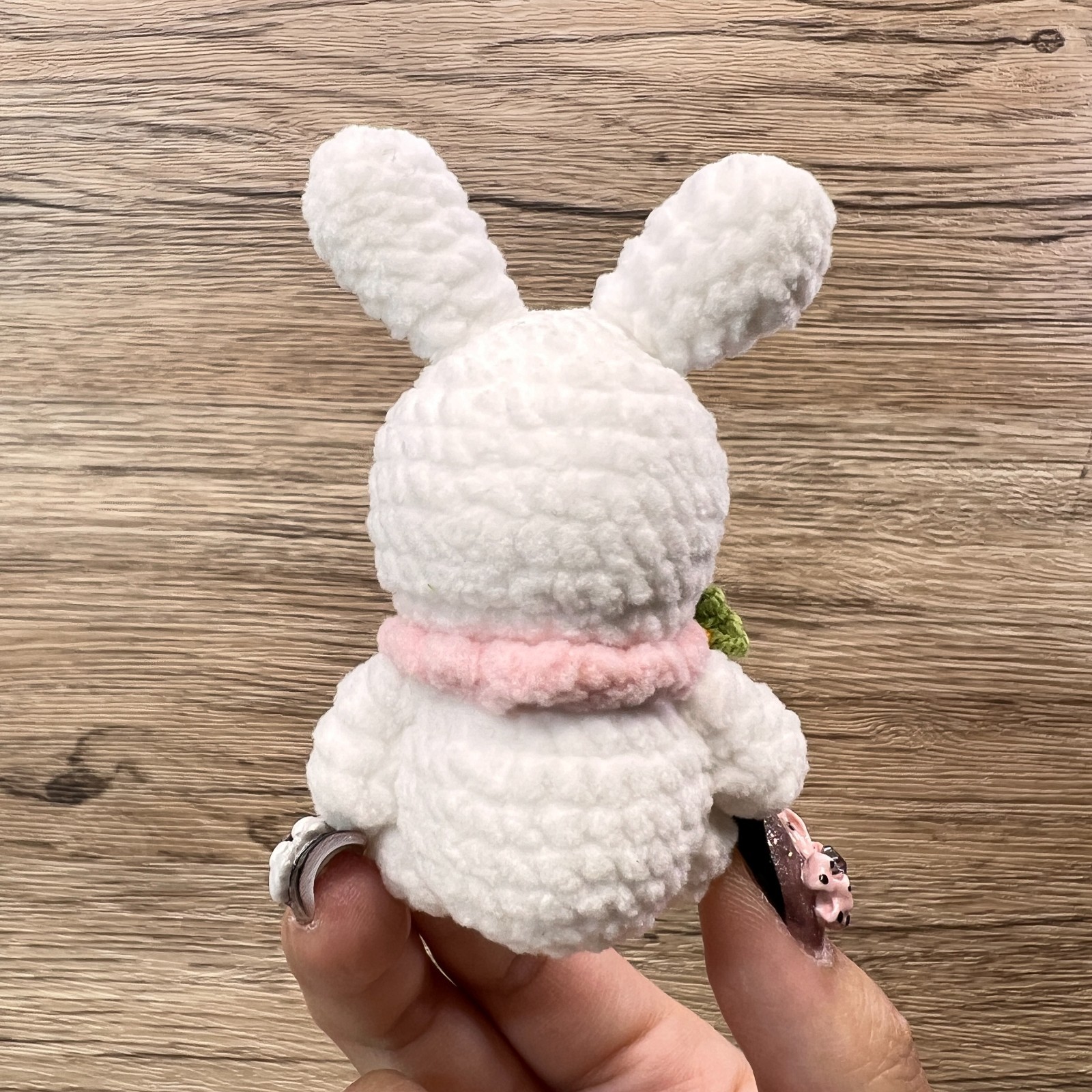 Handmade Amigurumi Crochet Rabbit Holding a Carrot Plushie