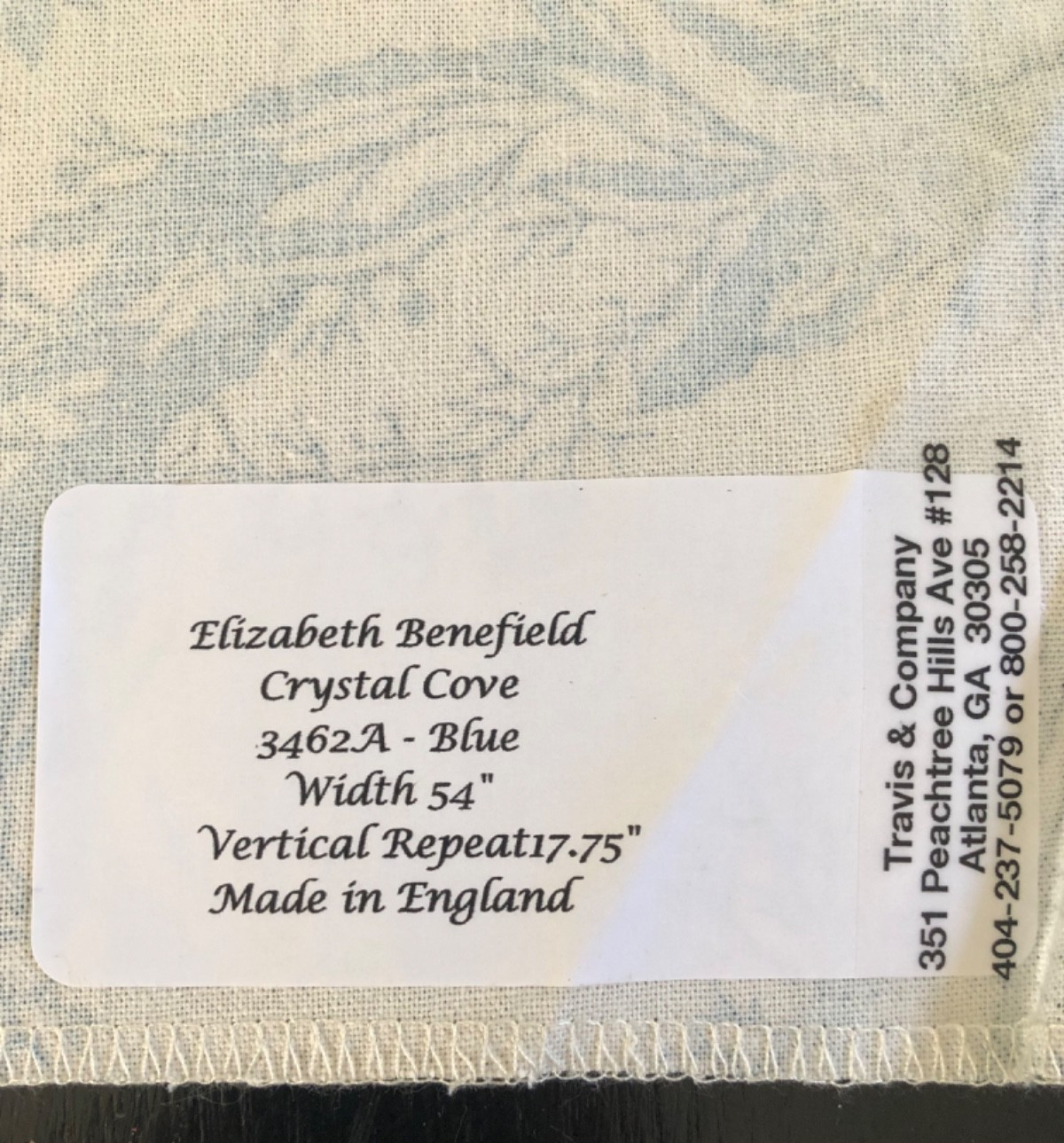 ELIZABETH BENEFIELD Crystal Cove in Blue 18 x 18 3/8″ Cotton Fabric Sample