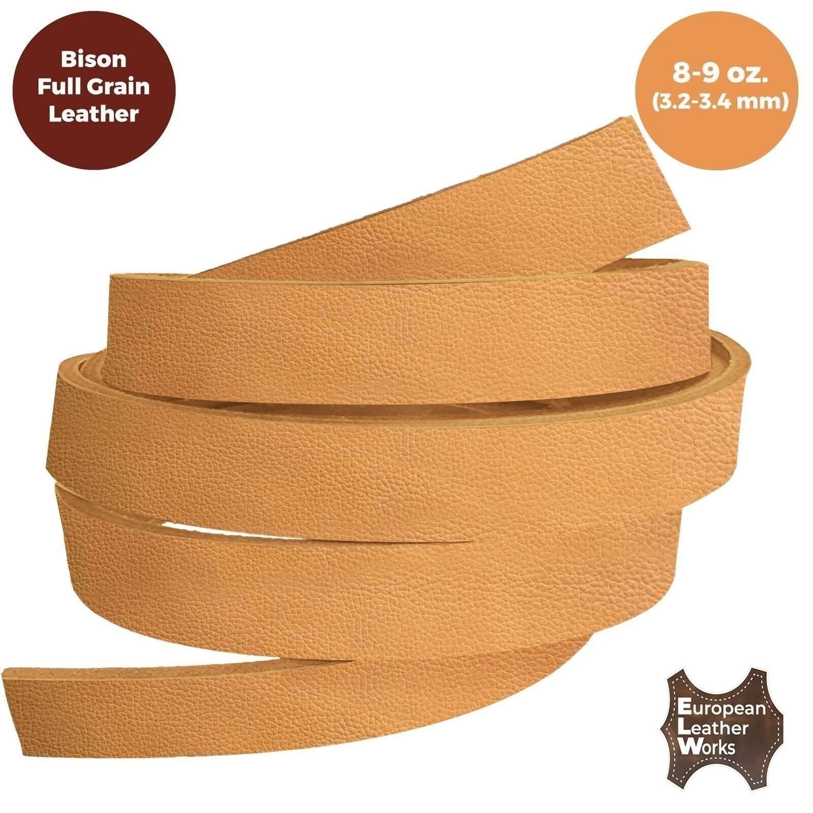 ELW Full Grain Leather Bison Strap 8-9oz (3.2-3.4mm) Thickness 50″ to 84″ Length