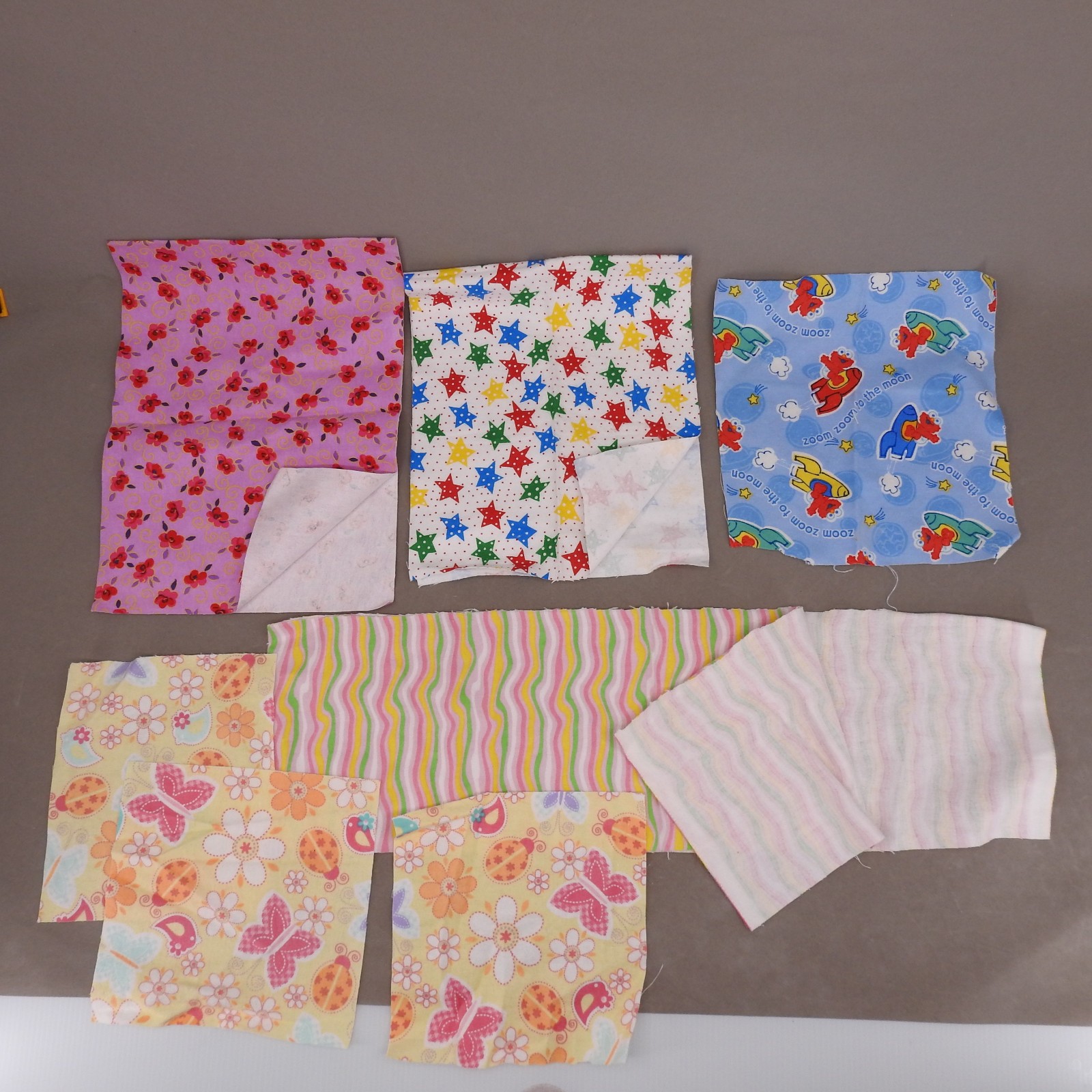 2+ lbs Cotton Flannel Fabric Scrap Destash Lot Squares Strips Cutouts Sewn Pcs