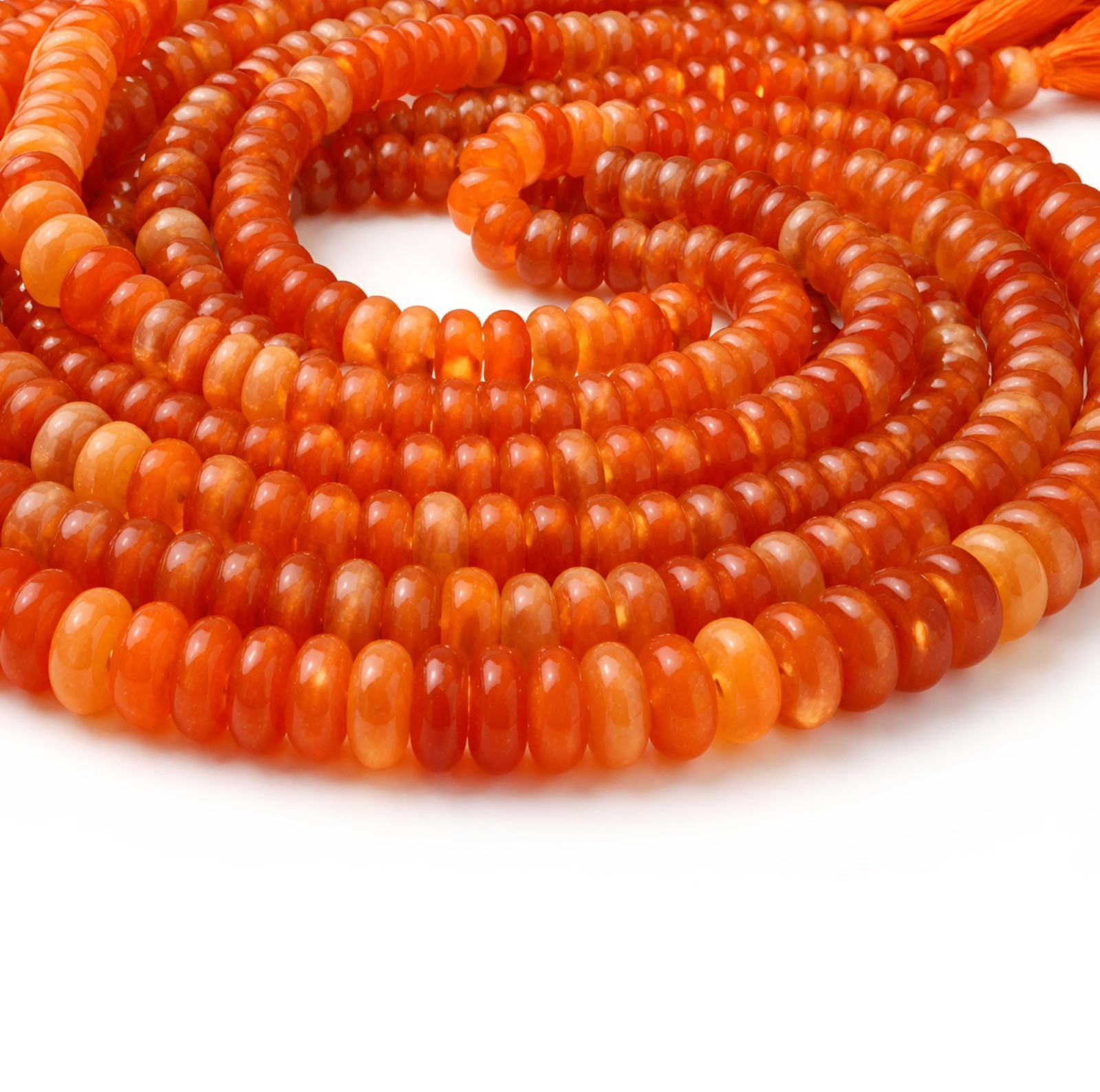 Natural Orange Carnelian Rondelle Beads 4 – 6mm 13” Strand Healing Gemstone