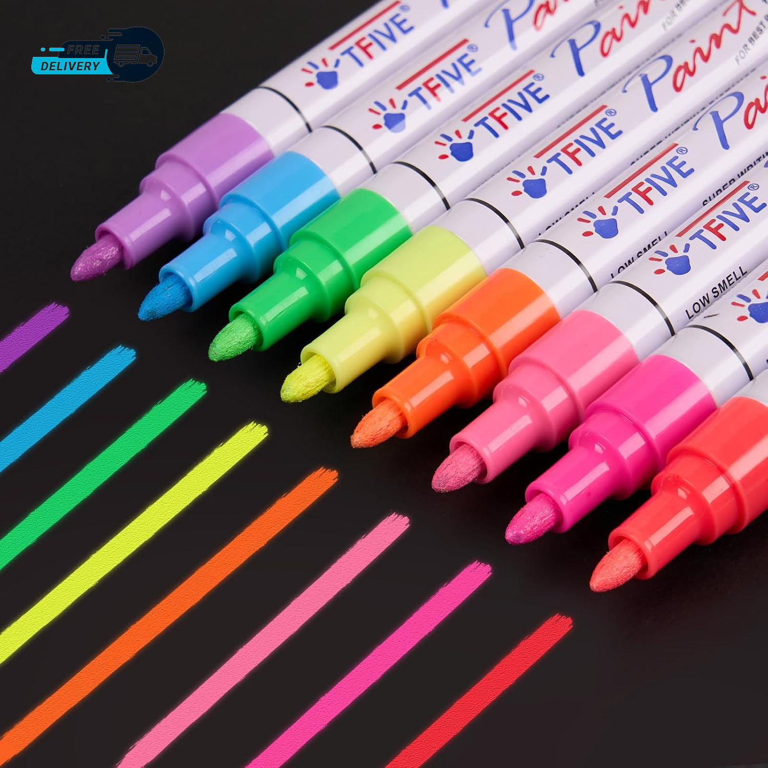 Fluorescent Paint Markers 8 Colors Neon UV Paint Pens for Blacklight – Oil-Based