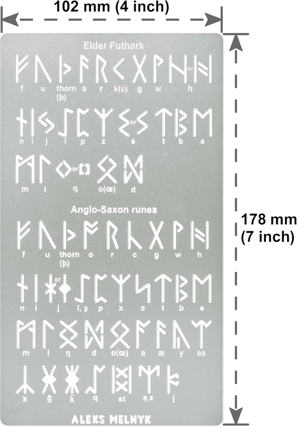 No.409 Metal Stencil, Elder Futhark and Anglo-Saxon Runes 0.5in,…