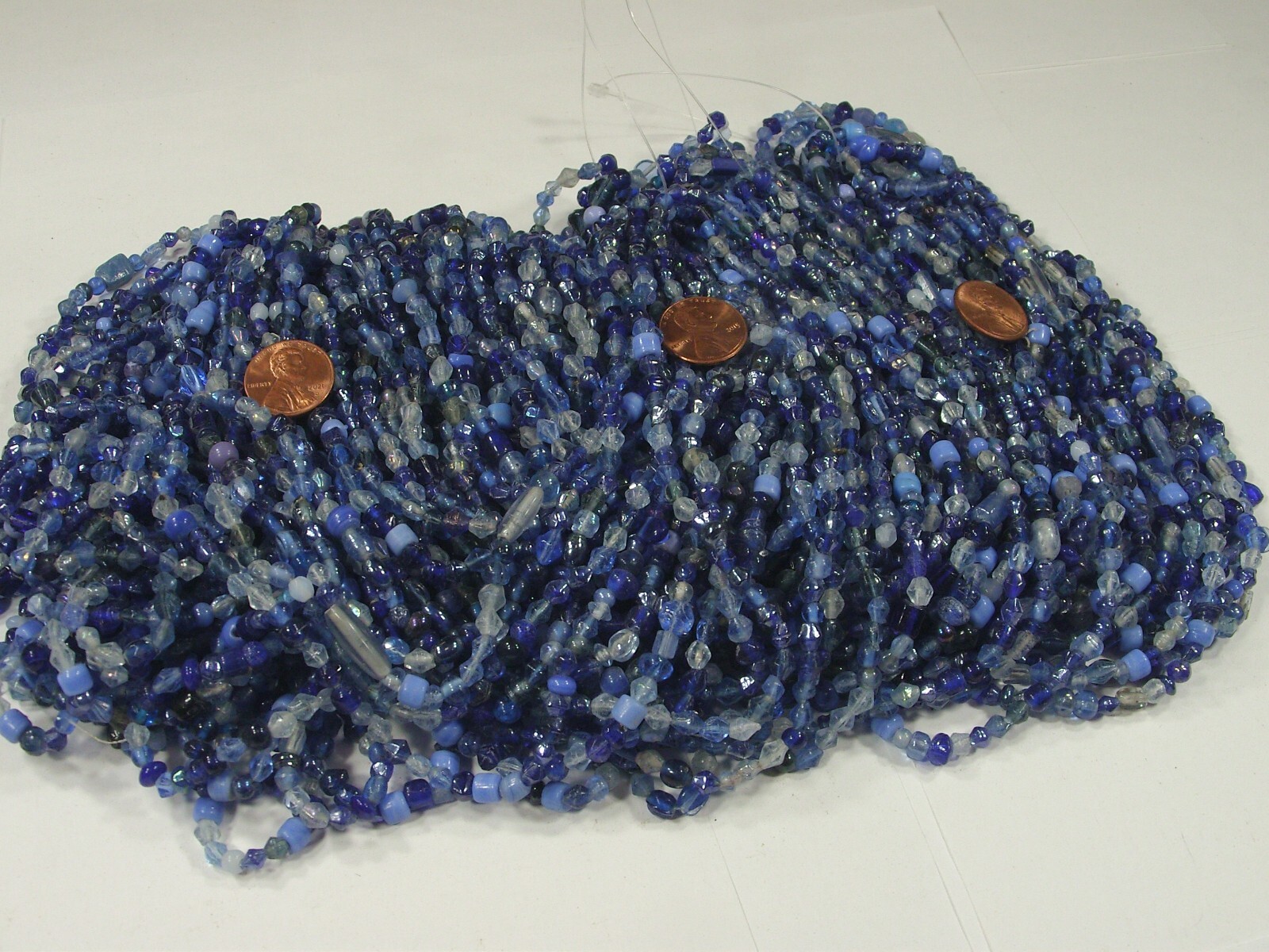 2 Pounds Blue Color India Handmade Glass Spacer Beads Bulk Lot (QKP-3) ⭐