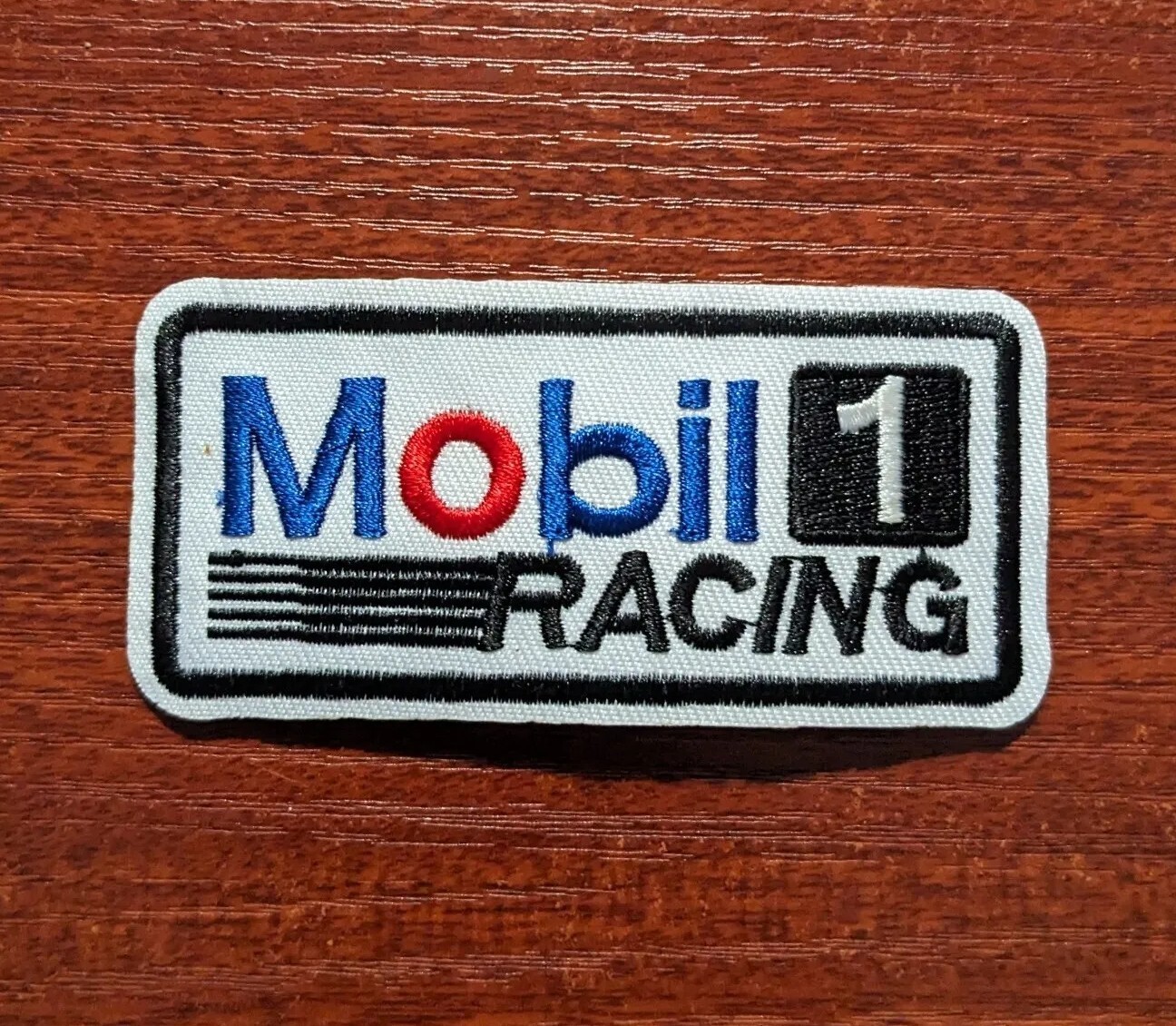 Mobil 1 Racing Patch Autosport Automotive Embroidered Iron On Patch 1.75×3.5″