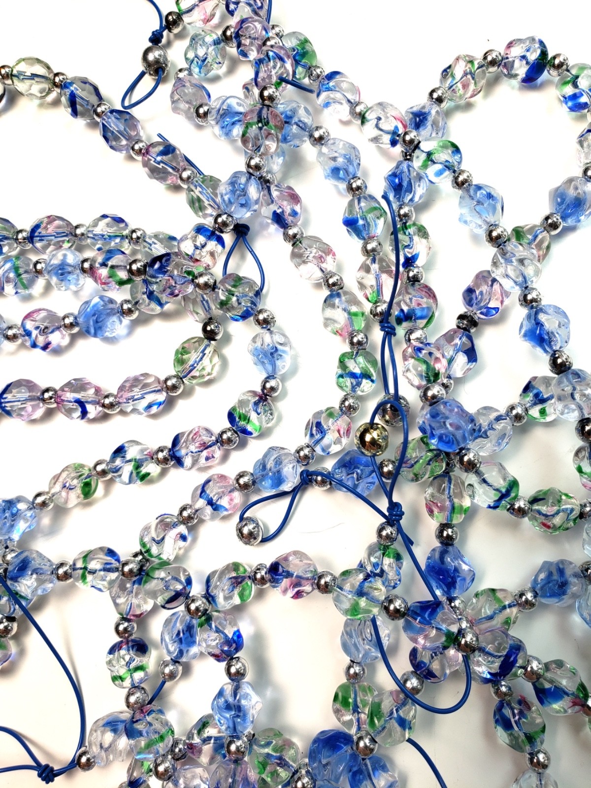 ‘Water Lily’ glass beads, actual beads shown, 15″ strands x6, for jewelry, craft