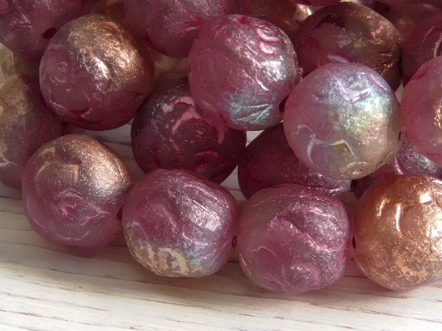 8 – 10mm CZECH MATTE ROSEWOOD COPPER AB PINK PEARL WASH ROSE BUD FLOWER BEADS