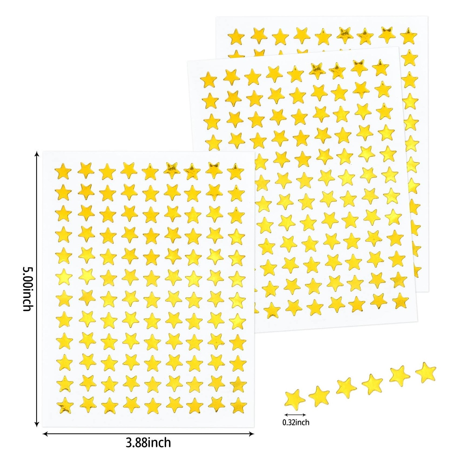 1080 Pcs 10 Sheets Tiny Gold Star Stickers, 0.3″ Diameter Small Reward Stickers